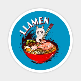 Ramen Bowl & Llama with Chopsticks Magnet